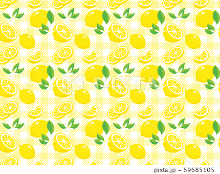 レモンのパターン 黄色のチェック柄のイラスト素材