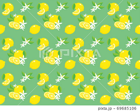 レモンのパターン 爽やかなグリーンのイラスト素材