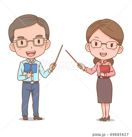 Cute couple cartoon of teachers. Cute couple cartoon of teachers. 69685627