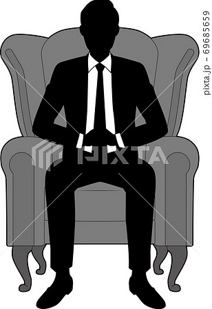 椅子に座る男性ビジネスマンのイラスト素材