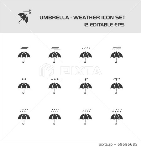 Umbrella and weather. Isolated icon set. Forecast and map glyph vector illustration 69686685