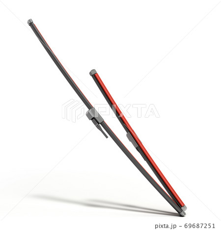 car wipers with red silicone coating 3d render isolate on white 69687251