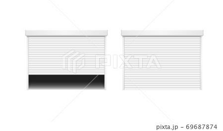 Realistic Detailed 3d White Shutter Door or Rolling Door Set. Vector Realistic Detailed 3d White Shutter Door or Rolling Door Set. Vector 69687874