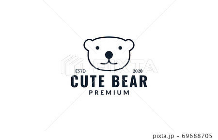 cute head line bear kids logo design 69688705
