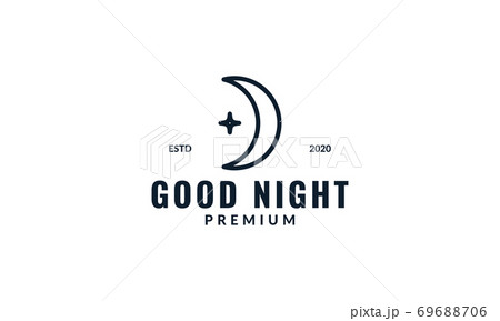 modern minimalist crescent and star line logo design 69688706