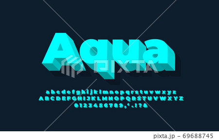 modern alphabet 3d light cyan text effect or font effect design 69688745