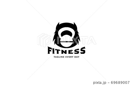 head monster with barbel gym fitness logo design head monster with barbel gym fitness logo design 69689007