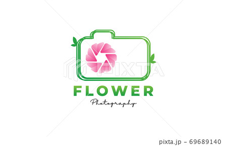 unique flower and shutter lens camera photography logo design icon vector template 69689140