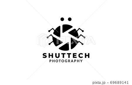 insect and shutter lens camera photography logo design icon vector template 69689141