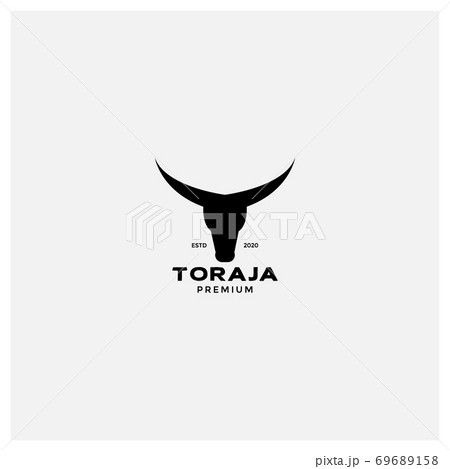 Minimalist Buffalo Head With Long Horn のイラスト素材 Minimalist Buffalo Head With Long Horn のイラスト素材
