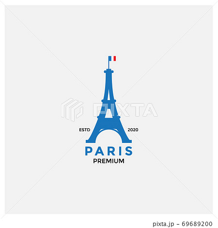 Eiffel Tower modern flat with flag of french logo design Eiffel Tower modern flat with flag of french logo design 69689200
