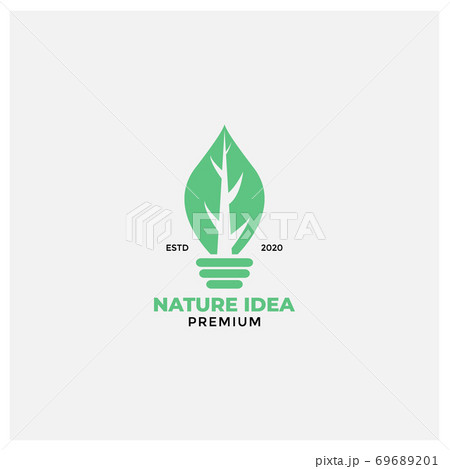 leaf idea lamp green logo design nature 69689201