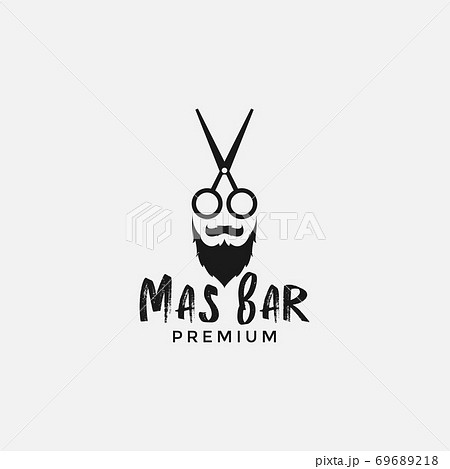 man scissor and long beard logo design 69689218