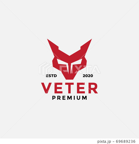 LETTER V WITH HEAD FACE FOX OR DOG OR WOLF LOGO DESIGN 69689236