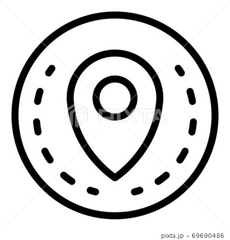 Circle location pin icon, outline style Circle location pin icon, outline style 69690486