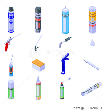 Polyurethane foam icons set, isometric style 69690791