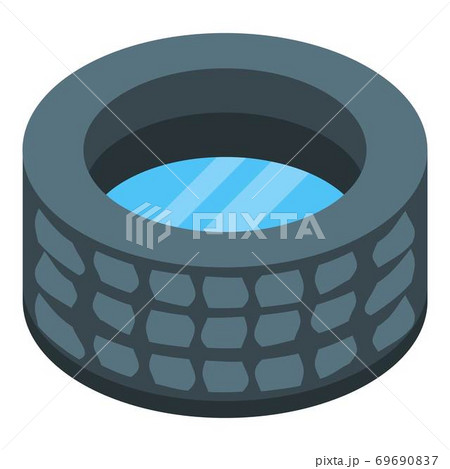 Stone well with water icon, isometric style 69690837