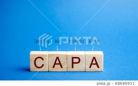 Wooden blocks with the word CAPA. Corrective and Preventive action plans. Business management concept. Strategy and efficiency. Improving organizational processes. Performance 69690931
