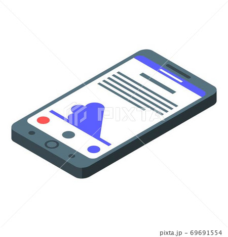 Smartphone tsunami alert icon, isometric style Smartphone tsunami alert icon, isometric style 69691554