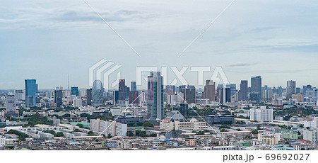 Aerial view of Rama 9 road, New CBD, Bangkok Downtown, Thailand. Financial district and business centers in smart urban city in Asia. Skyscraper and high-rise buildings. Aerial view of Rama 9 road, New CBD, Bangkok Downtown, Thailand. Financial district and business centers in smart urban city in Asia. Skyscraper and high-rise buildings. 69692027