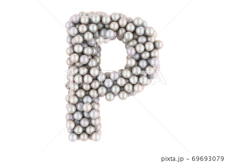 Letter P from white pearls, 3D rendering Letter P from white pearls, 3D rendering 69693079