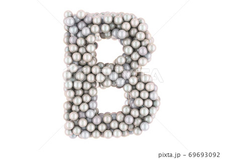 Letter B from white pearls, 3D rendering 69693092