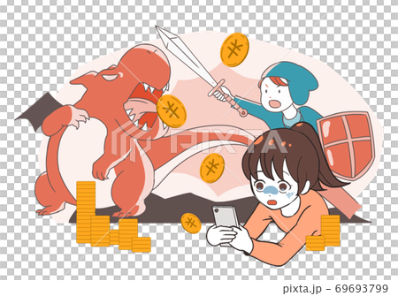 スマホゲームで課金し過ぎる女の子　RPG系 69693799