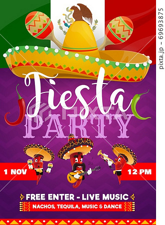 Fiesta party vector flyer with Mariachi peppers 69693875
