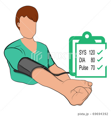 A man measuring pressure concept of health pressure measurement vector illustration graphic design 69694392