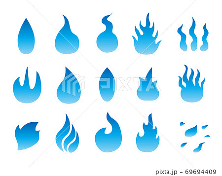 青い炎 アイコン マーク セットのイラスト素材