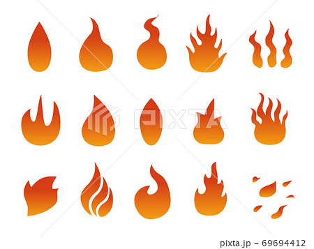 火 炎 アイコン マーク セットのイラスト素材
