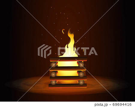 焚火 キャンプファイヤーのイラスト素材