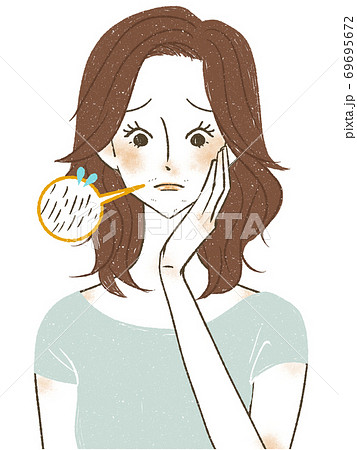 顔のムダ毛に悩んでいる女性 顔のムダ毛に悩んでいる女性 69695672