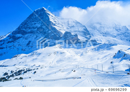 Kleine Scheidegg station, along the railway from Interlaken to Jungfraujoch (3,466 m). In daylight atI Switzerland Kleine Scheidegg station, along the railway from Interlaken to Jungfraujoch (3,466 m). In daylight atI Switzerland 69696299