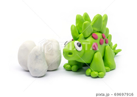 Play dough Stegosaurus on white background Play dough Stegosaurus on white background 69697916