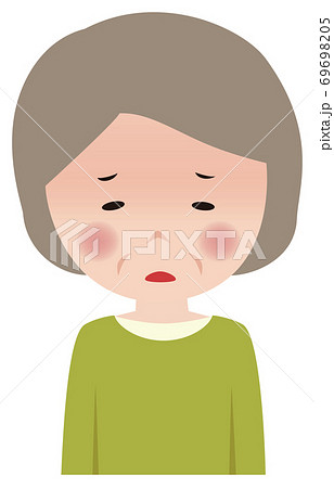 女性 かわいい シニア キャラクター 暑い 熱があるのイラスト素材