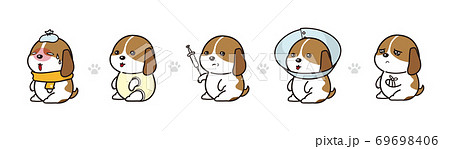 ペットの病気のベクターイラストレーションセット　ビーグル犬 69698406