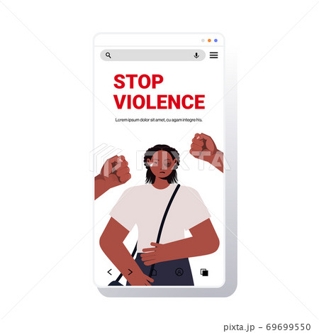male fists over scared terrified african american woman stop family violence aggression concept 69699550
