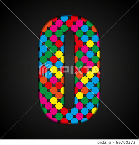 Colorful sequins number - 0. Zero made color dots 69700273
