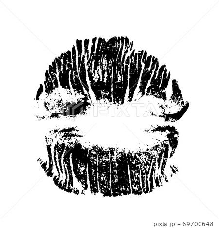 Lips track print. Stamp of mouth isolated on white background. Vector illustration. 69700648