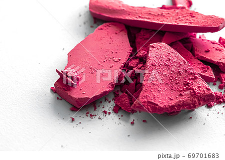 Pink eye shadow powder as makeup palette closeup isolated on white background, crushed cosmetics and beauty texture Pink eye shadow powder as makeup palette closeup isolated on white background, crushed cosmetics and beauty texture 69701683