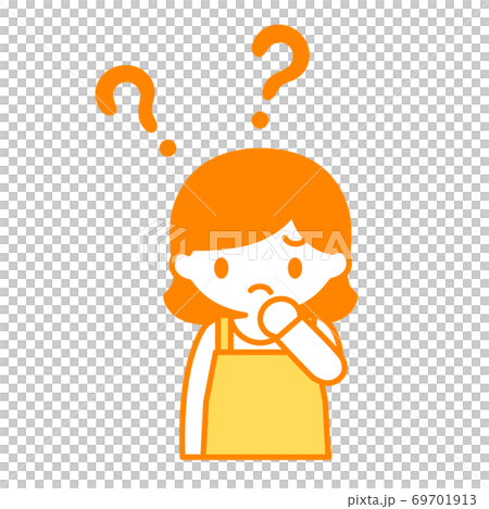 Illustration of a housewife wondering Illustration of a housewife wondering 69701913