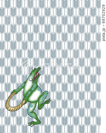 鳥獣戯画をモチーフにデザインした和風の背景素材のイラスト素材