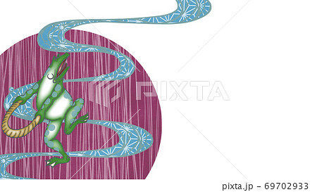 鳥獣戯画をモチーフにデザインした和風の背景素材のイラスト素材