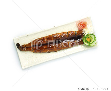 Unagi Grilled Eel with Sauce decorate pickled ginger carved vegetable Japanese Food 69702993
