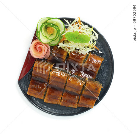 Unagi Grilled Eel with Sauce decorate pickled ginger carved vegetable Japanese Food 69702994