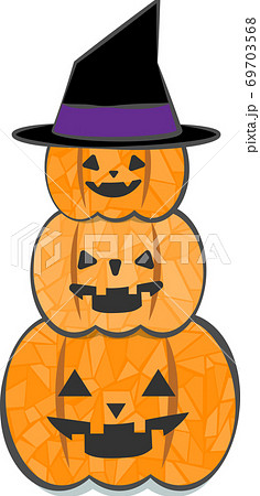 3段に重なるジャックオーランタン達のイラスト素材 [69703568] - PIXTA