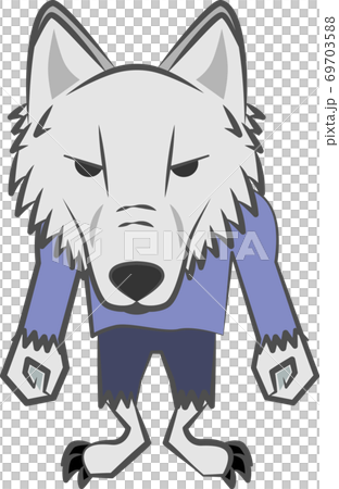 睨みを利かせた狼男のイラスト素材