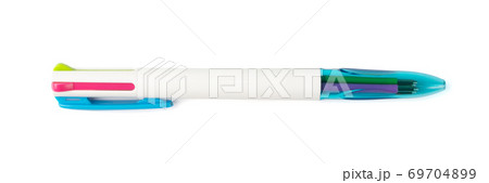 Three-Coloured Ball Pen Isolated on White Background 69704899