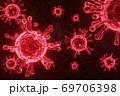 Red virus cell bacteria on 3D render, medical and science concept 69706398